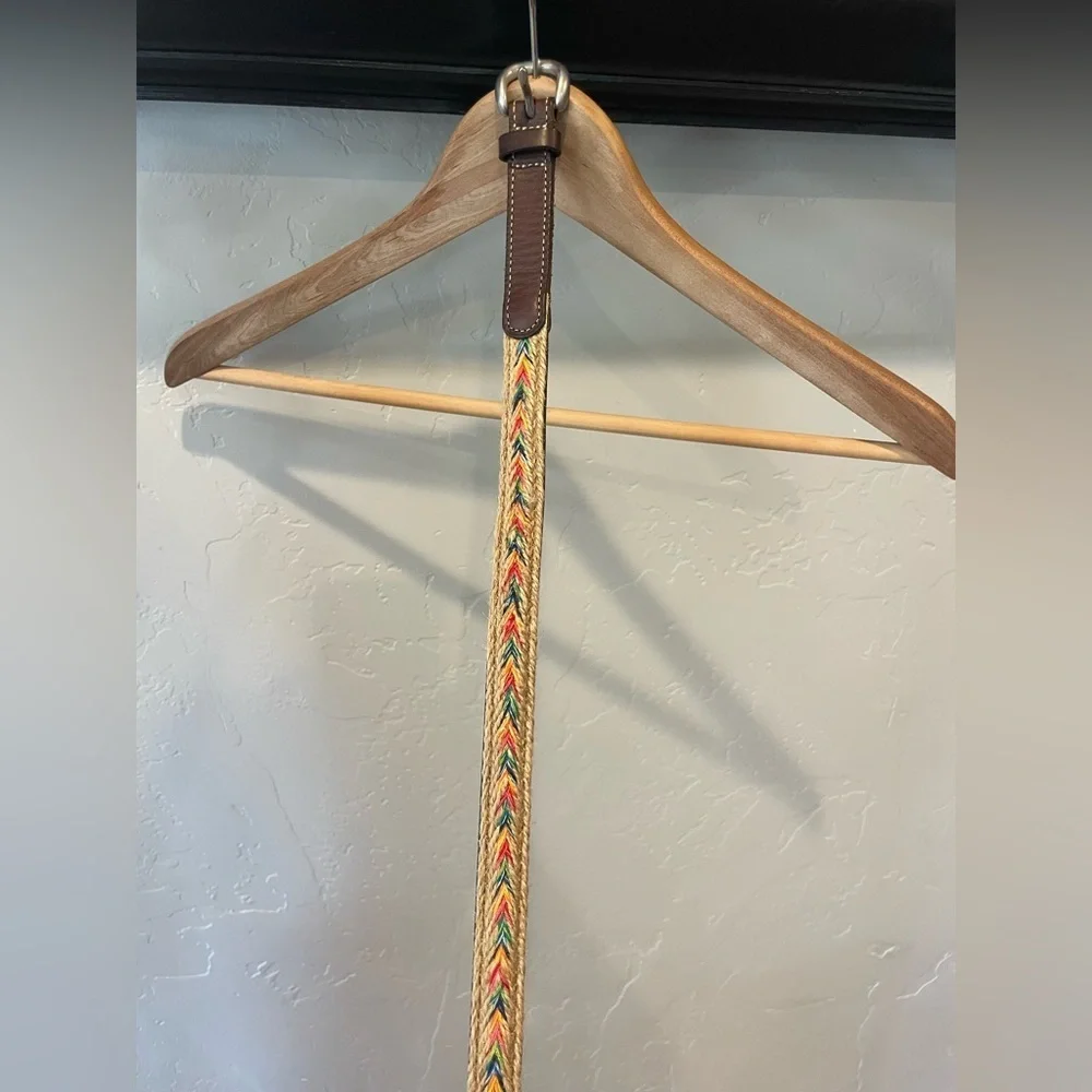New Brown and Multicolor Woven Belt with Silver Buckle size L